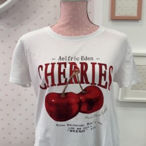 Camiseta blanca "cerezas"